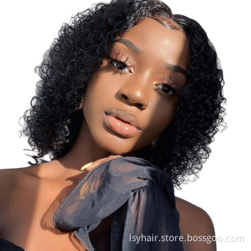 Kinky Curly Bob Lace Front Wigs Human Hair For Female Women, First Wig Unit Easy Going 150% 180% Density perruque cheveux humain